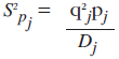 Variance of quantity 'p'